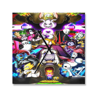 Undertale All Characters Custom Wall Clock Square Wooden Silent Scaleless Black Pointers