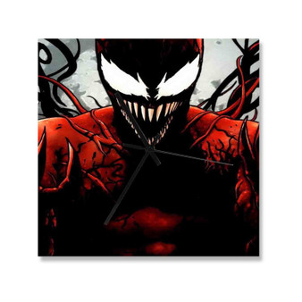Venom Spiderman Custom Wall Clock Square Wooden Silent Scaleless Black Pointers