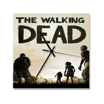 Walking Dead The Game Custom Wall Clock Square Wooden Silent Scaleless Black Pointers