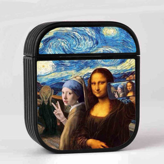 Mona Lisa Selfie Starry Night Custom AirPods Case Cover Sublimation Hard Durable Plastic Glossy