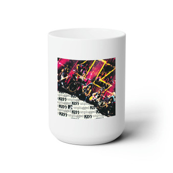 Kiss Kiss Unplugged 1996 White Ceramic Mug 15oz With BPA Free