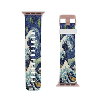 Starry Night Great Wave Custom Apple Watch Band Professional Grade Thermo Elastomer Replacement Straps