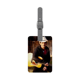 Brad Paisley With Guitar Custom Polyester Saffiano Rectangle White Luggage Tag Card Insert