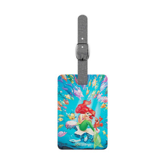 Disney Ariel The Little Mermaid With Little Fish Custom Polyester Saffiano Rectangle White Luggage Tag Card Insert