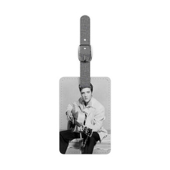 Elvis Presley Playing Guitar New Custom Polyester Saffiano Rectangle White Luggage Tag Card Insert