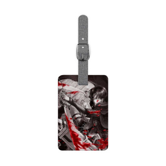 Levi Attack On Titan Blood Sword Custom Polyester Saffiano Rectangle White Luggage Tag Card Insert