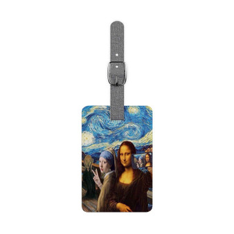 Mona Lisa Selfie Starry Night Custom Polyester Saffiano Rectangle White Luggage Tag Card Insert