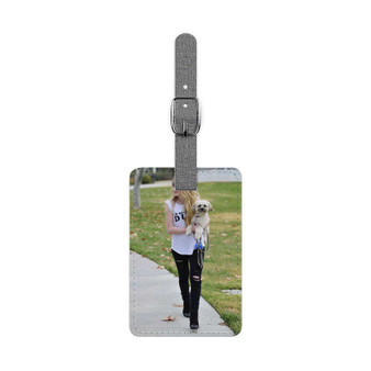 Sabrina Carpenter Walking Her Dog Custom Polyester Saffiano Rectangle White Luggage Tag Card Insert