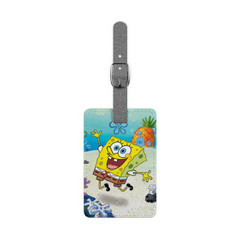 Spongebob Squarepants Art Custom Polyester Saffiano Rectangle White Luggage Tag Card Insert