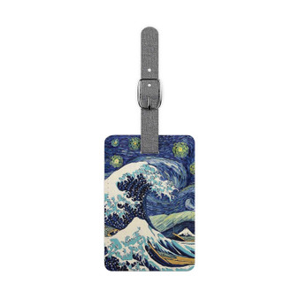 Starry Night Great Wave Custom Polyester Saffiano Rectangle White Luggage Tag Card Insert