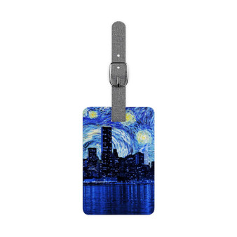 Starry Night New York City Custom Polyester Saffiano Rectangle White Luggage Tag Card Insert