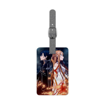 Sword Art Online Kirito and Asuna New Custom Polyester Saffiano Rectangle White Luggage Tag Card Insert