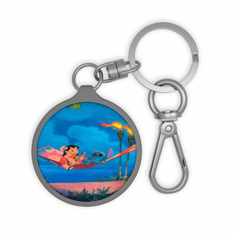 Disney Lilo and Stitch Night On The Beach Custom Keyring Tag Keychain Acrylic With TPU Cover