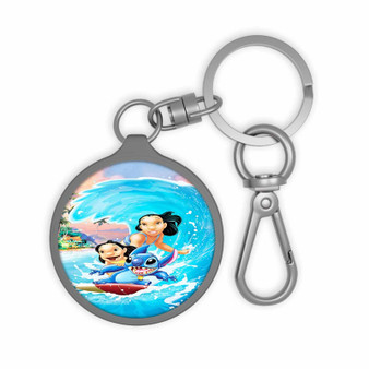 Disney Lilo and Stitch Surfing Custom Keyring Tag Keychain Acrylic With TPU Cover