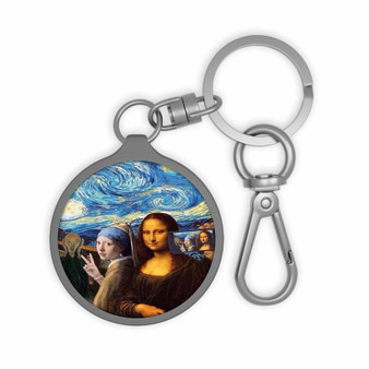 Mona Lisa Selfie Starry Night Custom Keyring Tag Keychain Acrylic With TPU Cover