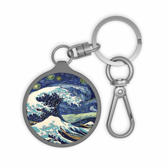 Starry Night Great Wave Custom Keyring Tag Keychain Acrylic With TPU Cover