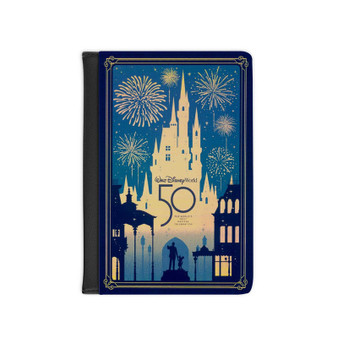 Disney 50th Anniversary PU Faux Black Leather Passport Cover Wallet Holders Luggage Travel