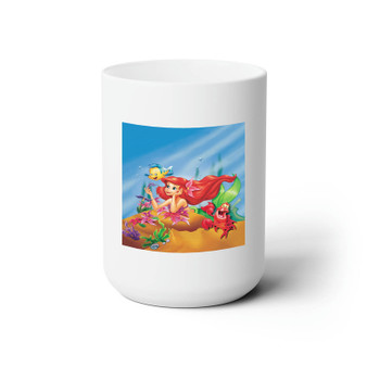 Ariel The Little Mermaid Disney Art Custom White Ceramic Mug 15oz Sublimation BPA Free