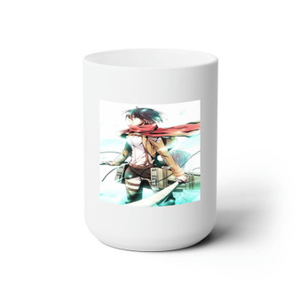 Attack on Titan Mikasa Ackerman Custom White Ceramic Mug 15oz Sublimation BPA Free