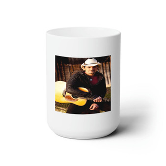 Brad Paisley With Guitar Custom White Ceramic Mug 15oz Sublimation BPA Free