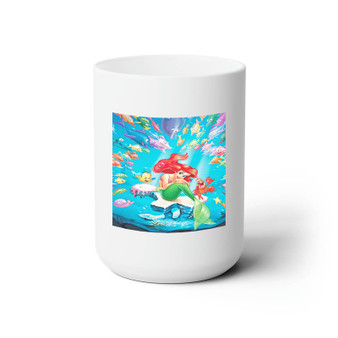 Disney Ariel The Little Mermaid With Little Fish Custom White Ceramic Mug 15oz Sublimation BPA Free