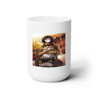 Mikasa Ackerman Attack on Titans Custom White Ceramic Mug 15oz Sublimation BPA Free