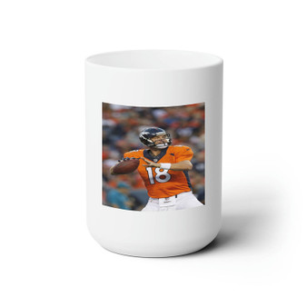 Peyton Manning Denver Broncos Art New Custom White Ceramic Mug 15oz Sublimation BPA Free