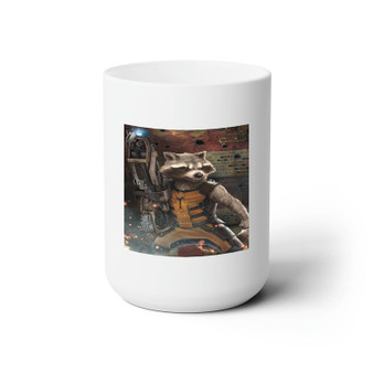 Rocket Racoon from Guardians of The Galaxy Custom White Ceramic Mug 15oz Sublimation BPA Free