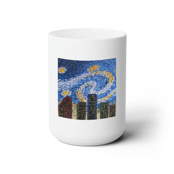 Starry Night Houston City Custom White Ceramic Mug 15oz Sublimation BPA Free