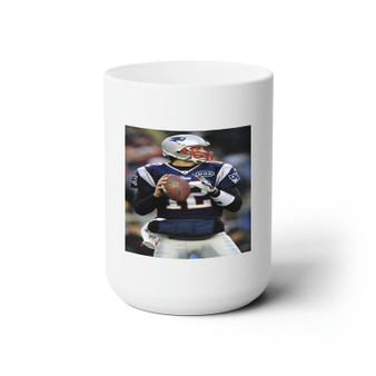 Tom Brady New England Patriots Football Custom White Ceramic Mug 15oz Sublimation BPA Free