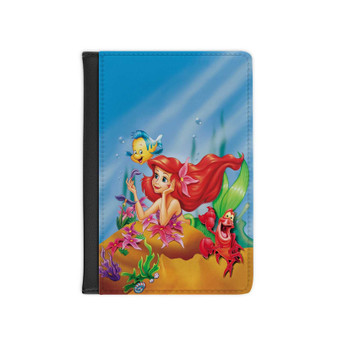 Ariel The Little Mermaid Disney Art Custom PU Faux Leather Passport Cover Wallet Black Holders Luggage Travel
