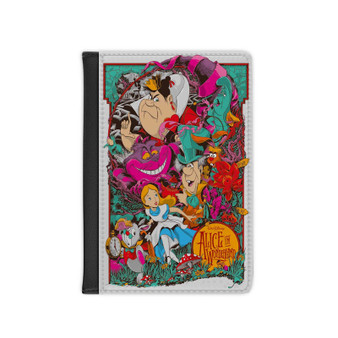 Disney Alice In Wonderland Arts Custom PU Faux Leather Passport Cover Wallet Black Holders Luggage Travel