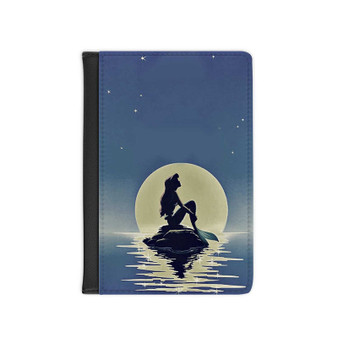Disney Ariel The Little Mermaid With Moon Custom PU Faux Leather Passport Cover Wallet Black Holders Luggage Travel
