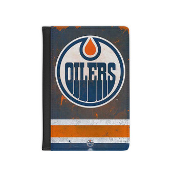 Edmonton Oilers Custom PU Faux Leather Passport Cover Wallet Black Holders Luggage Travel