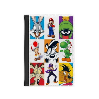 Looney Tunes Characters Art Custom PU Faux Leather Passport Cover Wallet Black Holders Luggage Travel