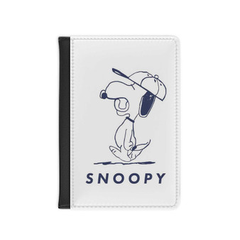 Snoopy Custom PU Faux Leather Passport Cover Wallet Black Holders Luggage Travel