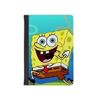 Spongebob Squarepants Custom PU Faux Leather Passport Cover Wallet Black Holders Luggage Travel