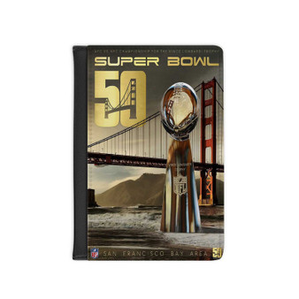 Super Bowl 50 San Francisco Custom PU Faux Leather Passport Cover Wallet Black Holders Luggage Travel