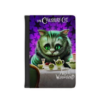The Cheshire Cat Alice In Wonderland Arts Custom PU Faux Leather Passport Cover Wallet Black Holders Luggage Travel
