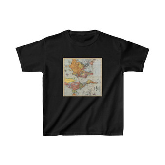 Vintage Map of The World Kids T-Shirt Clothing Heavy Cotton Tee