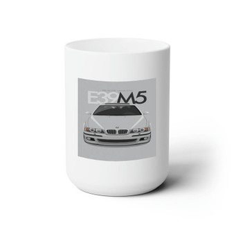 BMW M5 E39 Titanium Silver White Ceramic Mug 15oz With BPA Free