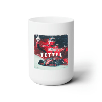 Sebastian Vettel F1 Ferrari White Ceramic Mug 15oz With BPA Free