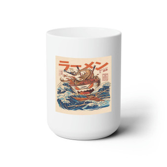 The Great Ramen off Kanagawa White Ceramic Mug 15oz With BPA Free