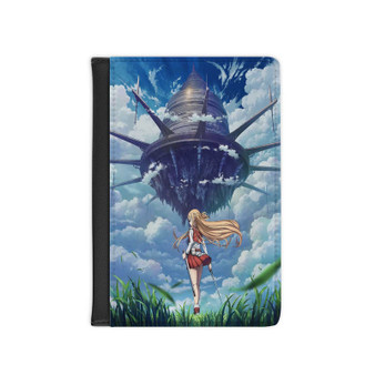 Sword Art Online Yuuki Asuna PU Faux Black Leather Passport Cover Wallet Holders Luggage Travel