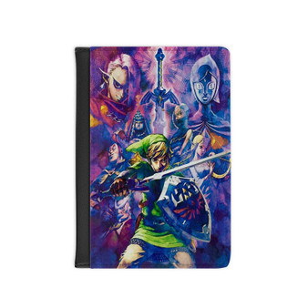 The Legend Of Zelda Watercolor PU Faux Black Leather Passport Cover Wallet Holders Luggage Travel