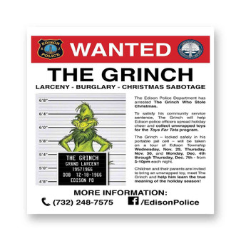 The Grinch Wanted White Transparent Vinyl Kiss-Cut Stickers