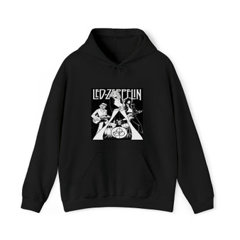 Led Zeppelin Black and White Cotton Polyester Unisex Heavy Blend Hooded Sweatshirt