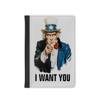 I Want You Poster PU Faux Black Leather Passport Cover Wallet Holders Luggage Travel