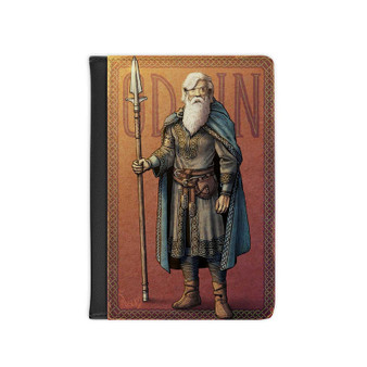 Odin God of Asgard PU Faux Black Leather Passport Cover Wallet Holders Luggage Travel