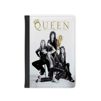 Queen Poster PU Faux Black Leather Passport Cover Wallet Holders Luggage Travel